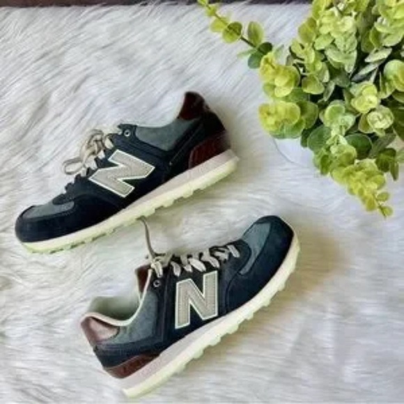 New Balance 574 Cruisin Lifestyle Sneakers Blue Denim Mint Green Size 7.5 - Picture 2 of 9